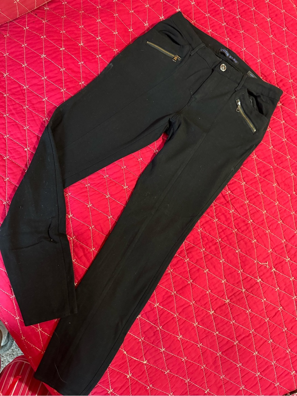 Code Bleu Black Women’s Slim Dress Pants with Zip Pockets